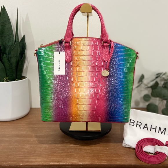 🌈 NEW Brahmin Confection Ombre Large Duxbury Satchel – Rare & Radiant 🌈
